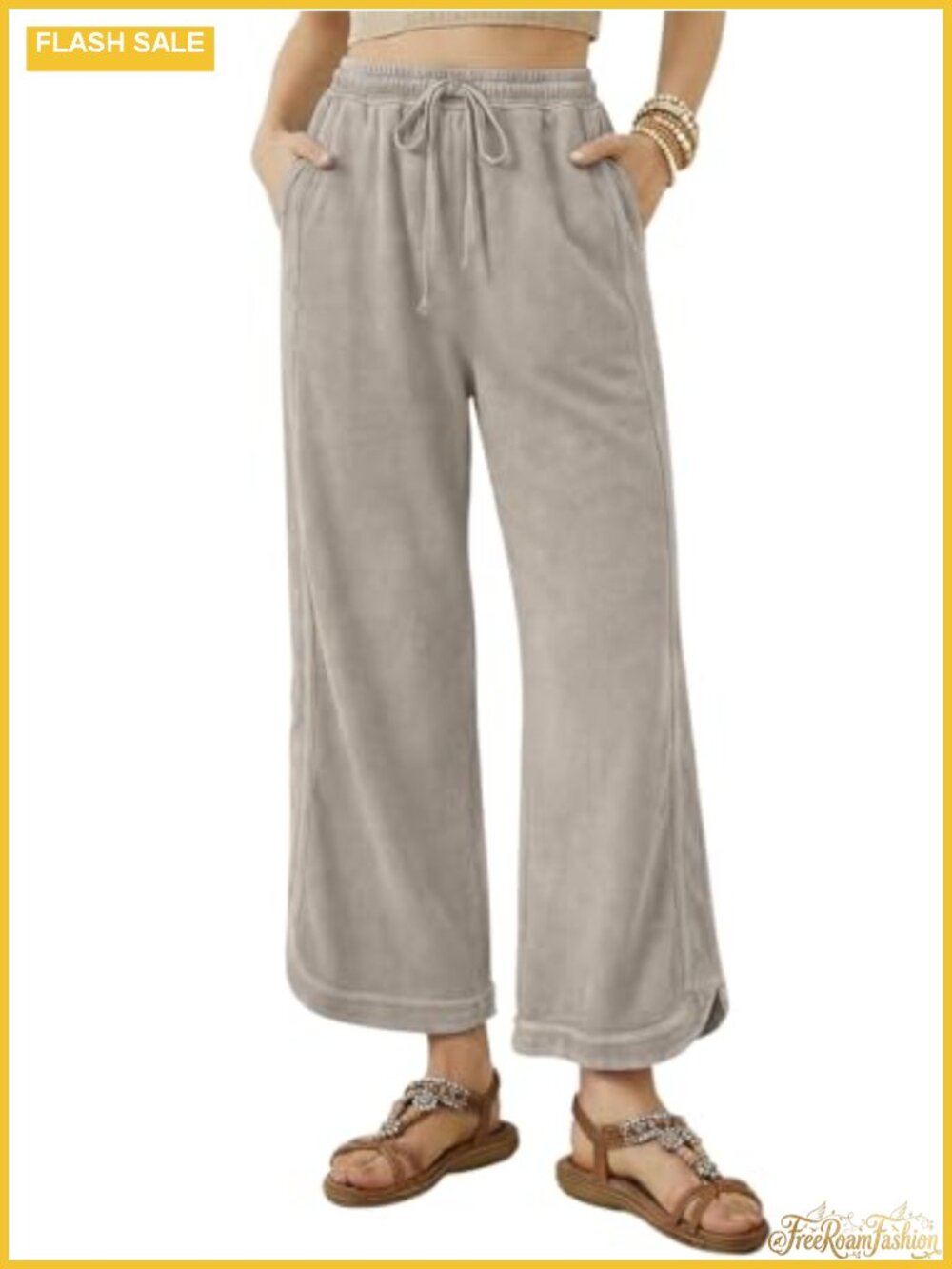 100% Cotton Wide Leg Drawstring Waist Baggy Lounge Pants